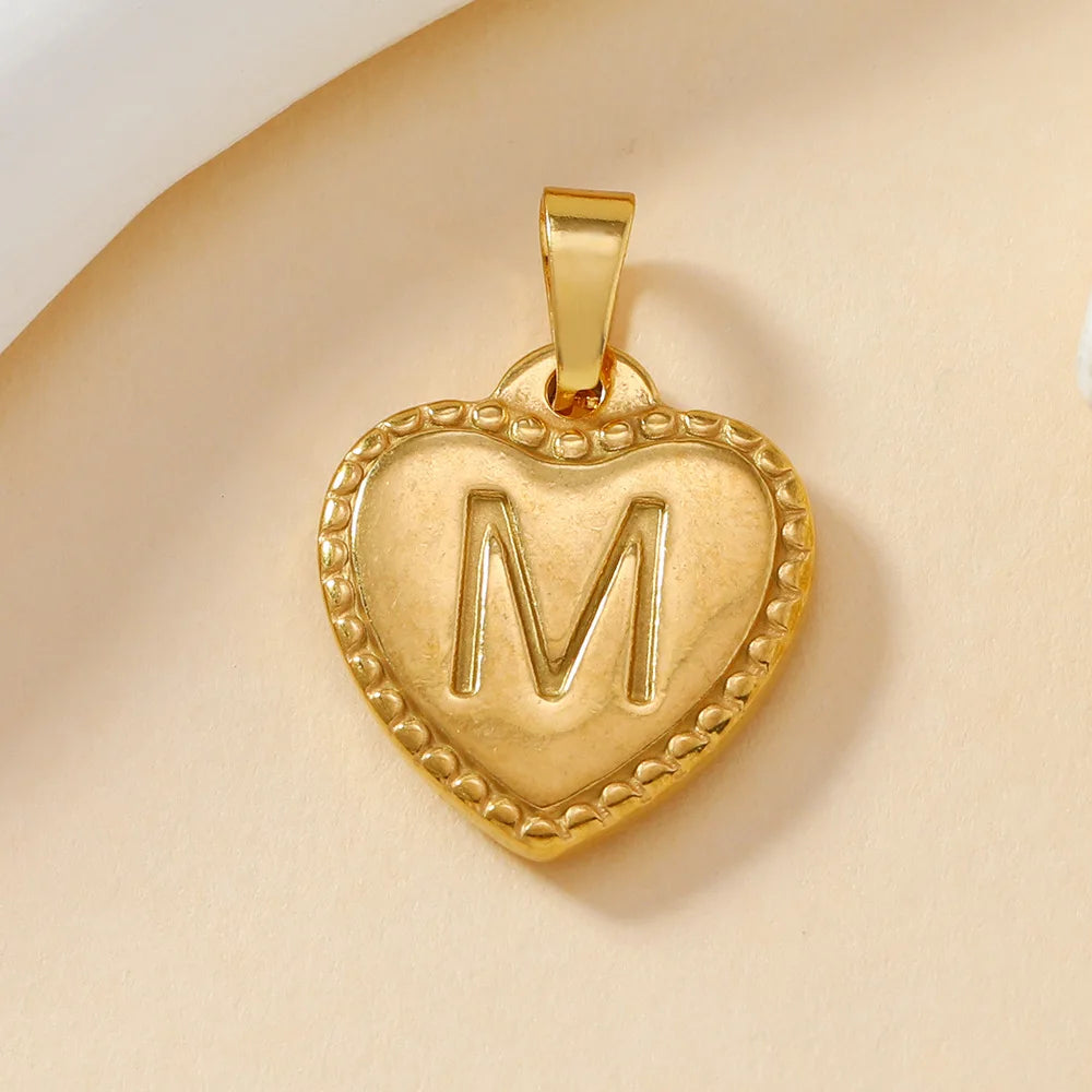 316L Stainless Steel Initial Necklace Letter Heart Pendant Chain For Women Name Jewelry Accessories