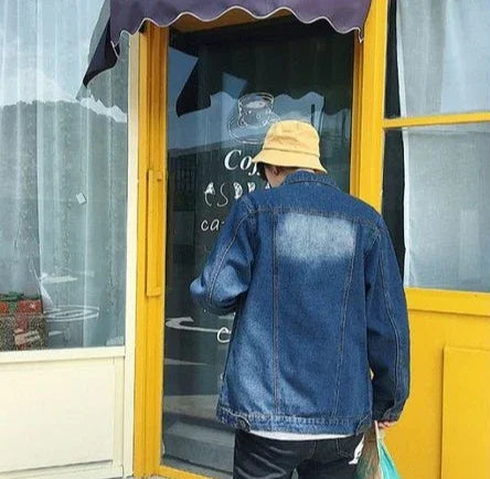 Button Short Casual Slim Cowboy Coat for Men Korean Popular Clothes Denim Jackets Man Loose New In Designer Branded Rock Lxury