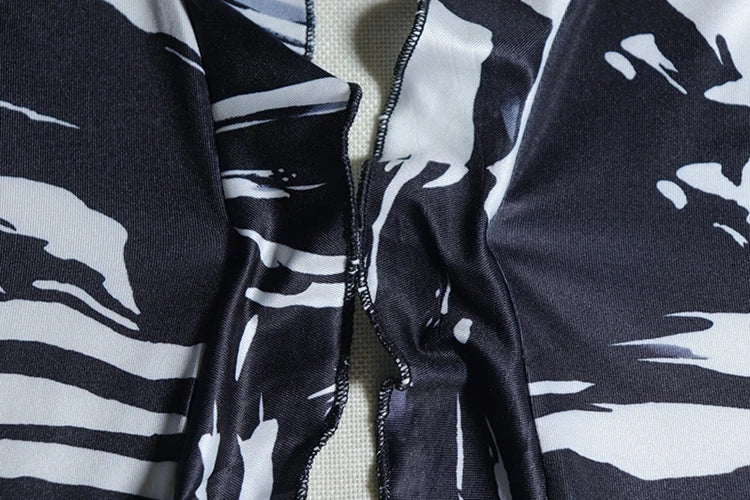 STYLISH LADY Black White Striped Printed Dress 2025 Summer Women Halter Backless Bodycon Sexy Club Party Split Long Dresses