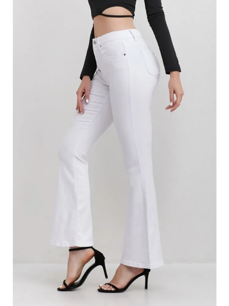 Ladies White jeans, Trousers High waisted Distressed Flare Leg Fashionable Jeans Street style Outfit