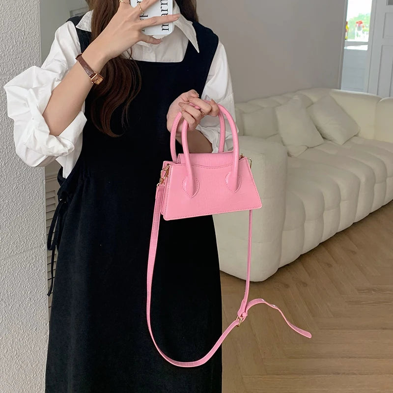 Fashion Pink Small Square Women Clutch Purse Handbags New Simple Ladies Messenger Bag Solid Color Female Shoulder Crossbody Bags