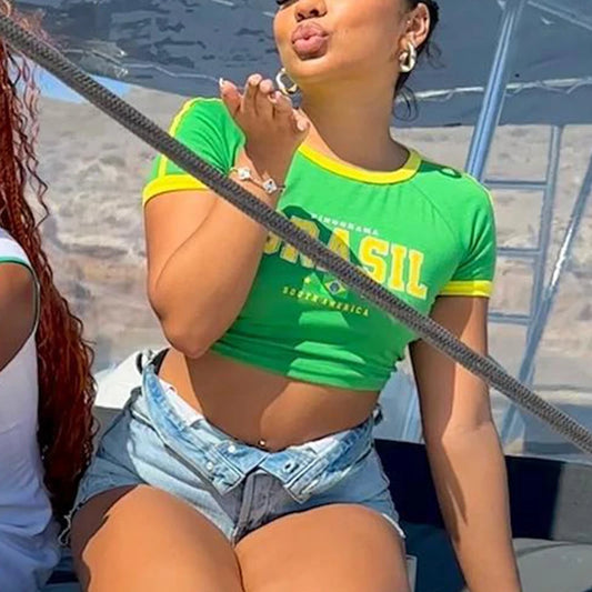 Women's Brazil Graphic Crop T-Shirt
