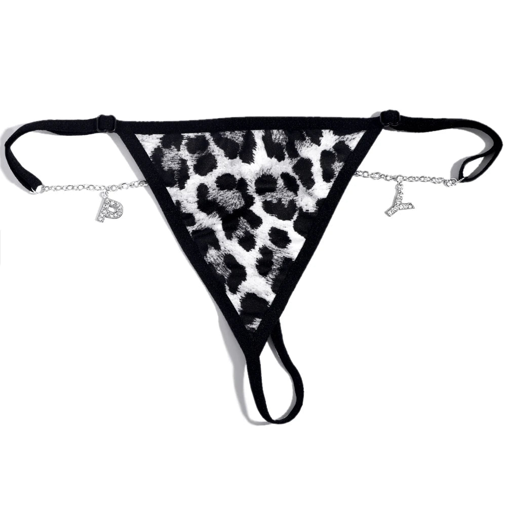 Customize Name Crystal Letters Waist Body Chain for Women Sexy Leopard Underwear Thong Body Jewelry Valentine's Day Gift
