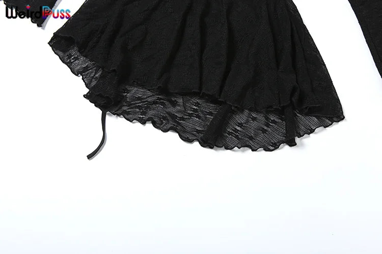 Weird Puss Slash Neck Backless Dress Sexy Fall Trend Women Thin Bandage Hollow Lace Birthday Party Stretch Jacquard Mini Bodycon
