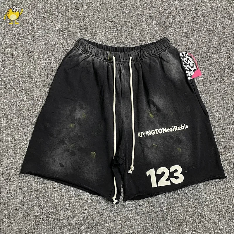 Men Woman Black Green Purple Red RRR123 Shorts Joggers Streetwear Drawstring Good Quality Vintage Graffiti Casual Couple