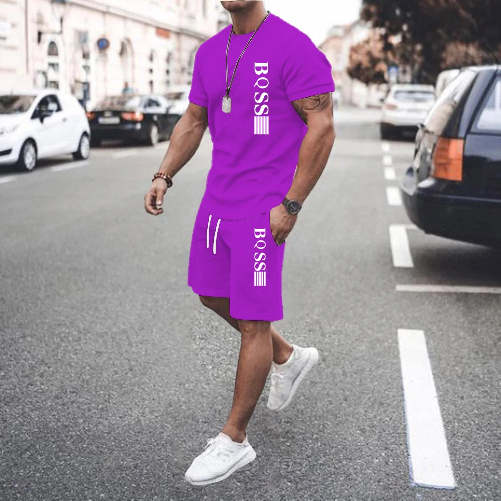 Men Sets 2 Piece Set T shirts Men Sport Set Casual Summer Clothing Y2K Tee Top Joggers Plaid Tshirt Men Shorts Outfit