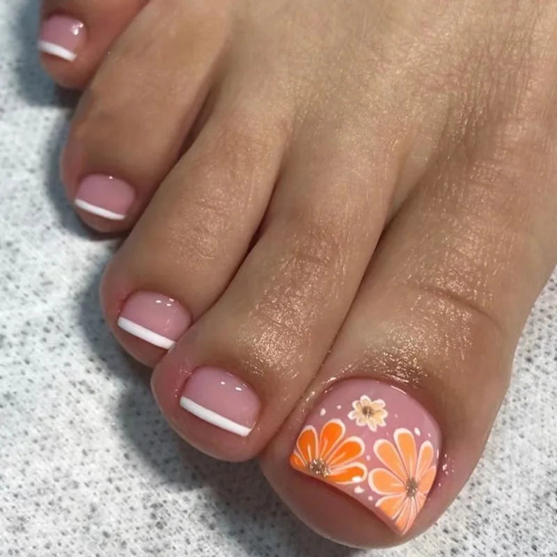 Press On Toenails 2023 Summer False Toenails For girls Cute Nail for Foot Artificial Nail tips Full Cover Nails feet False Nails