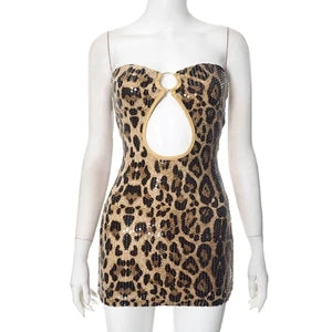STYLISH LADY Shiny Sequined Club Dress 2025 Summer Women Strapless Bodycon Cut Out Sexy Party Street Mini Vestidos De Festa