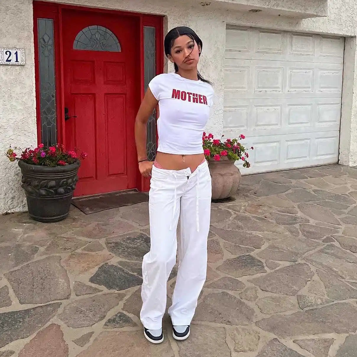 HLJ&GG Red Fashion Letter Backless Tshirts Two Piece Sets Women O Neck Short Sleeve Slim Crop Top And Lace Skirts Shorts Outfits