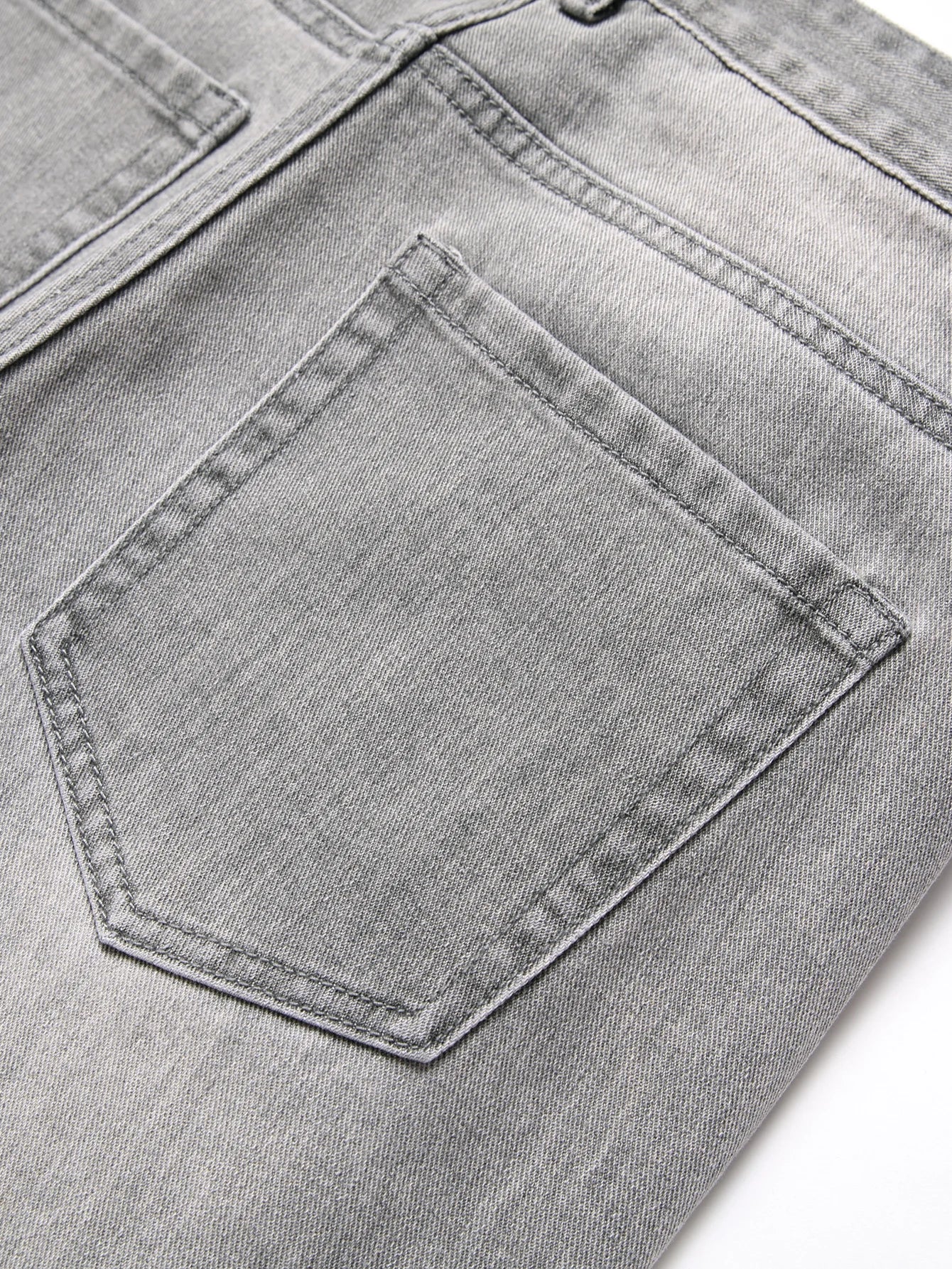 Denim Jeans Slim Fit Comfort Straight Leg Casual Mid Waist Denim Pants Grey Trousers Men Clothing