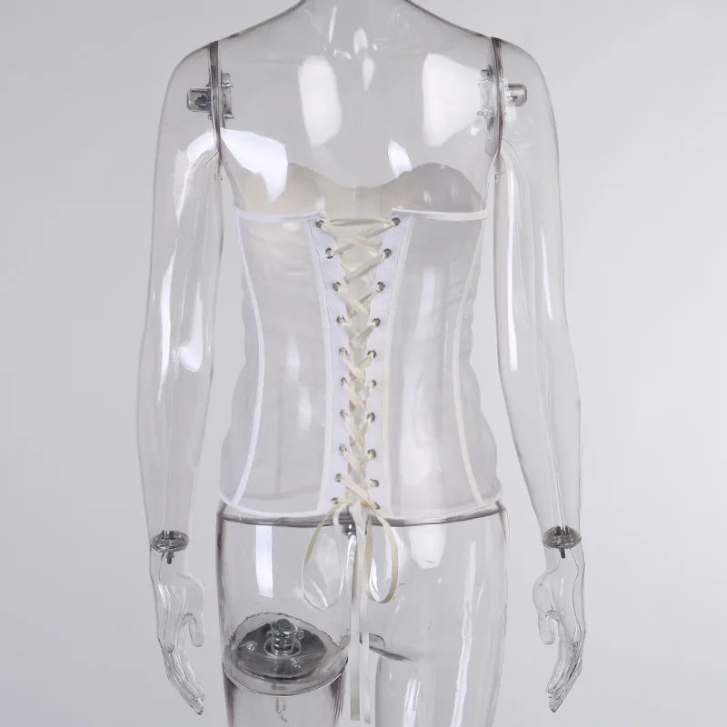 Sexy Gothic Underbust Corset Women Black Transparent Bra Party Lingerie and Waist Cincher Bustiers Top Workout Shape Body Belt