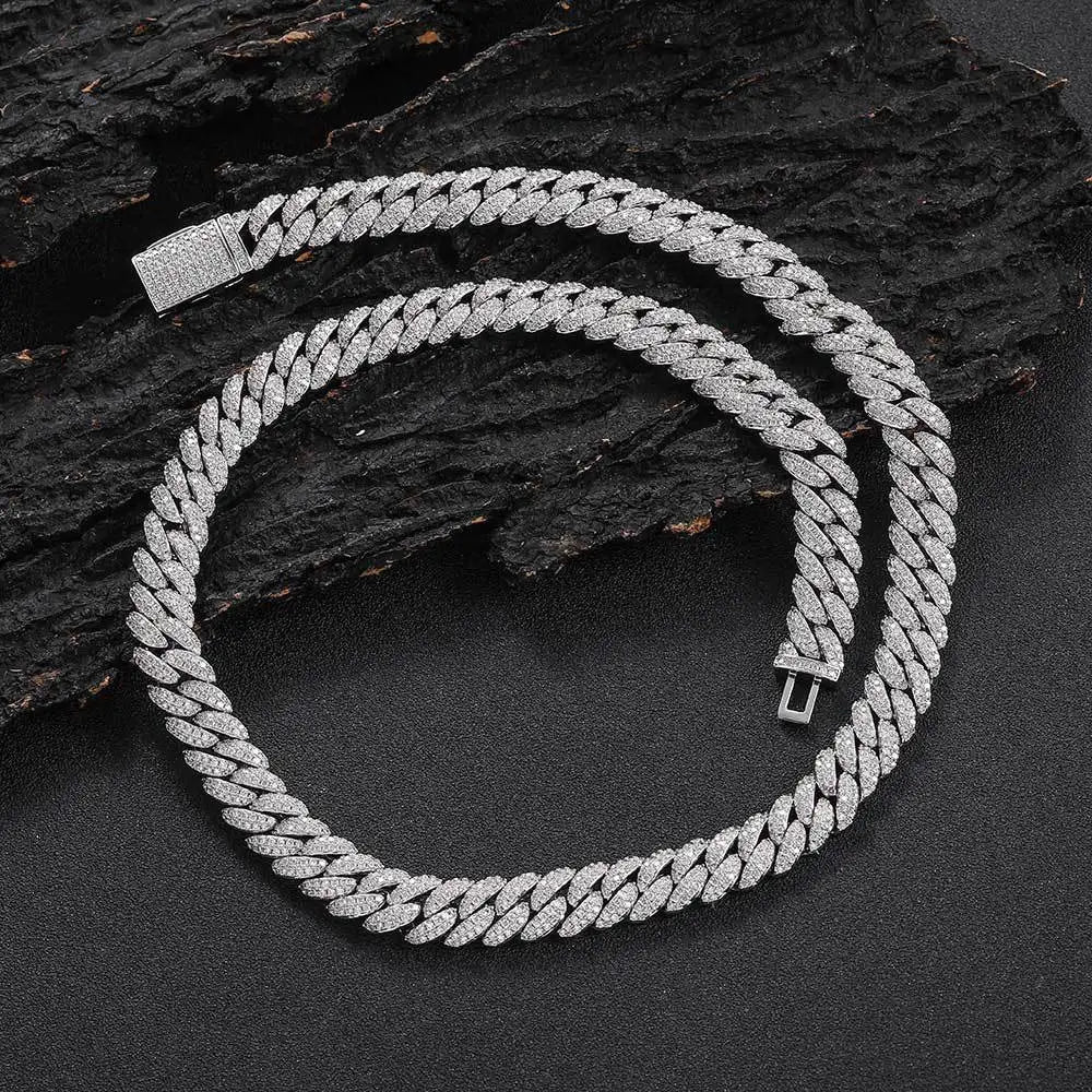 Rapper Chain Hip Hop Accessories Male 10mm Double Row Zircon Bubble Cuban Personality Men