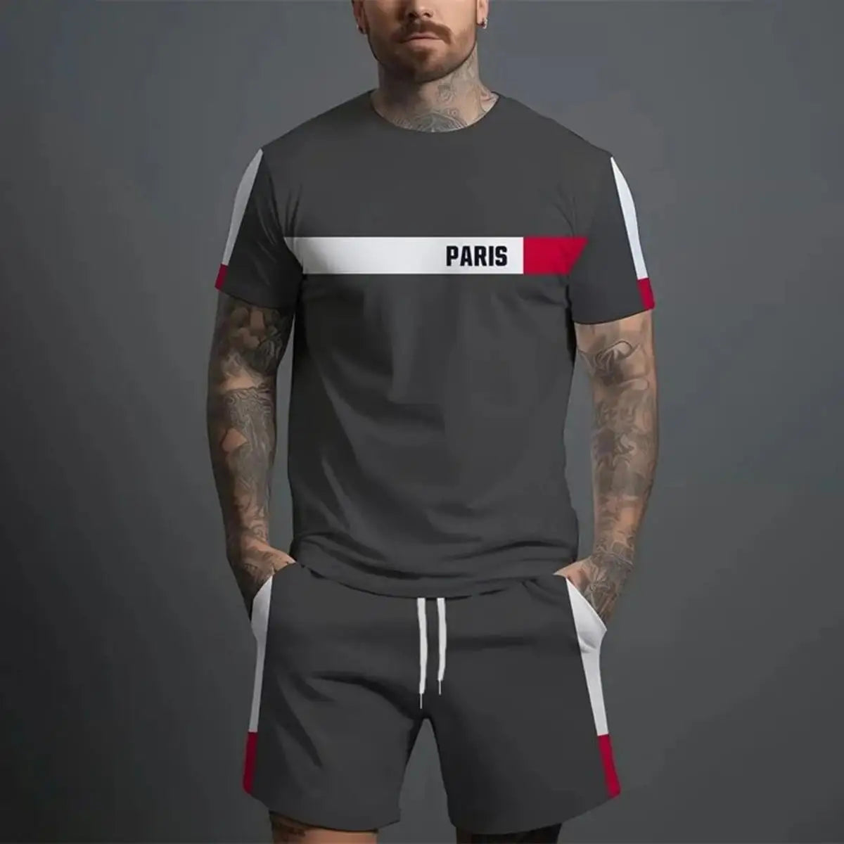 2025 New Fashionable Letter Printed Men's Short Sleeve Summer Fresh Men's Sports Fitness T-shirt Loose Round Neck Top