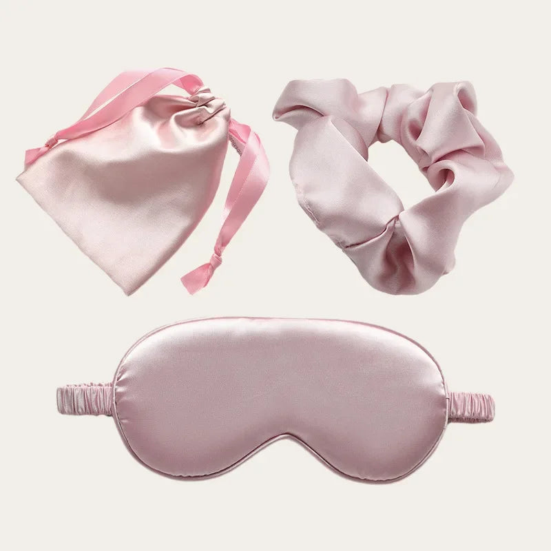 Silk-like sleeping eye mask with storage bag and scrunchie, soft cooling eye mask for face