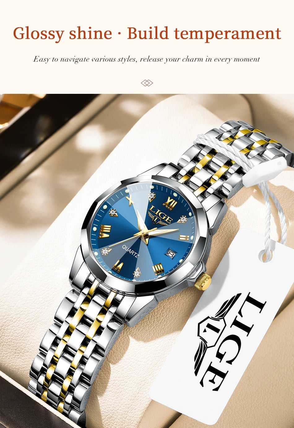 LIGE Elegant Ultrathin Nordic Simple Style Quartz Movement ladies Wristwatch Fashion Stainless Steel Bracelet Belt Watch
