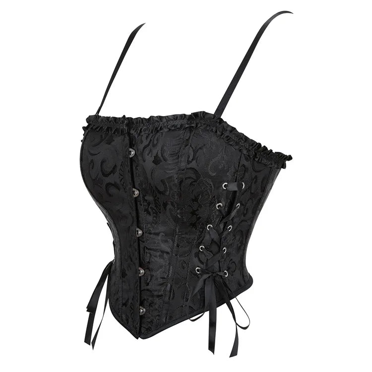 Women Corset Crop Top Overbust Sexy Lace Up Bustier Slimming Body Shaper Short Torso Corselet Vest Black White Red
