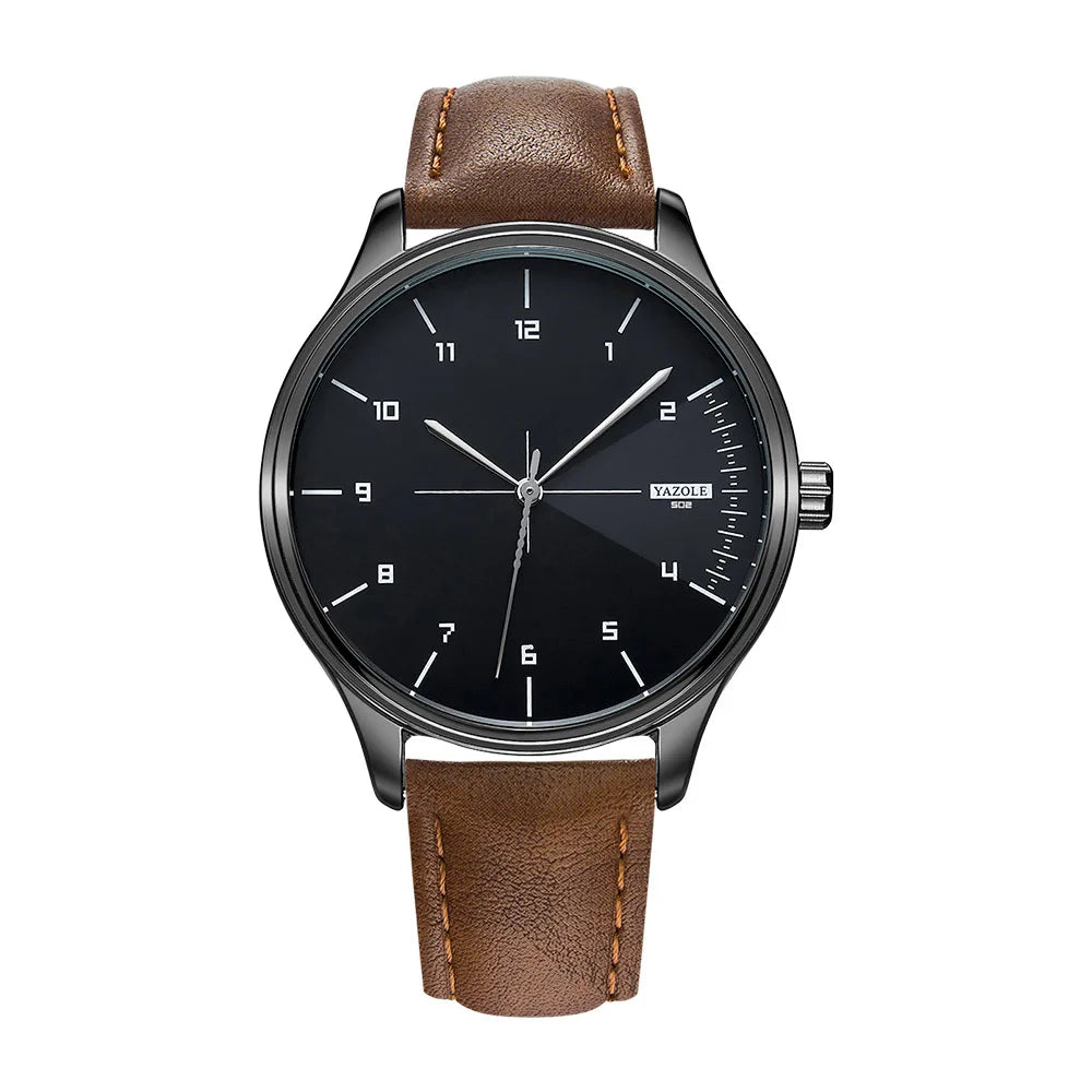 Fashion Men's Watches Top Brand Luxury Metal Case Quartz Wrist Watches Simple Casual Leather Belt Mens Watch Clock Reloj Hombre