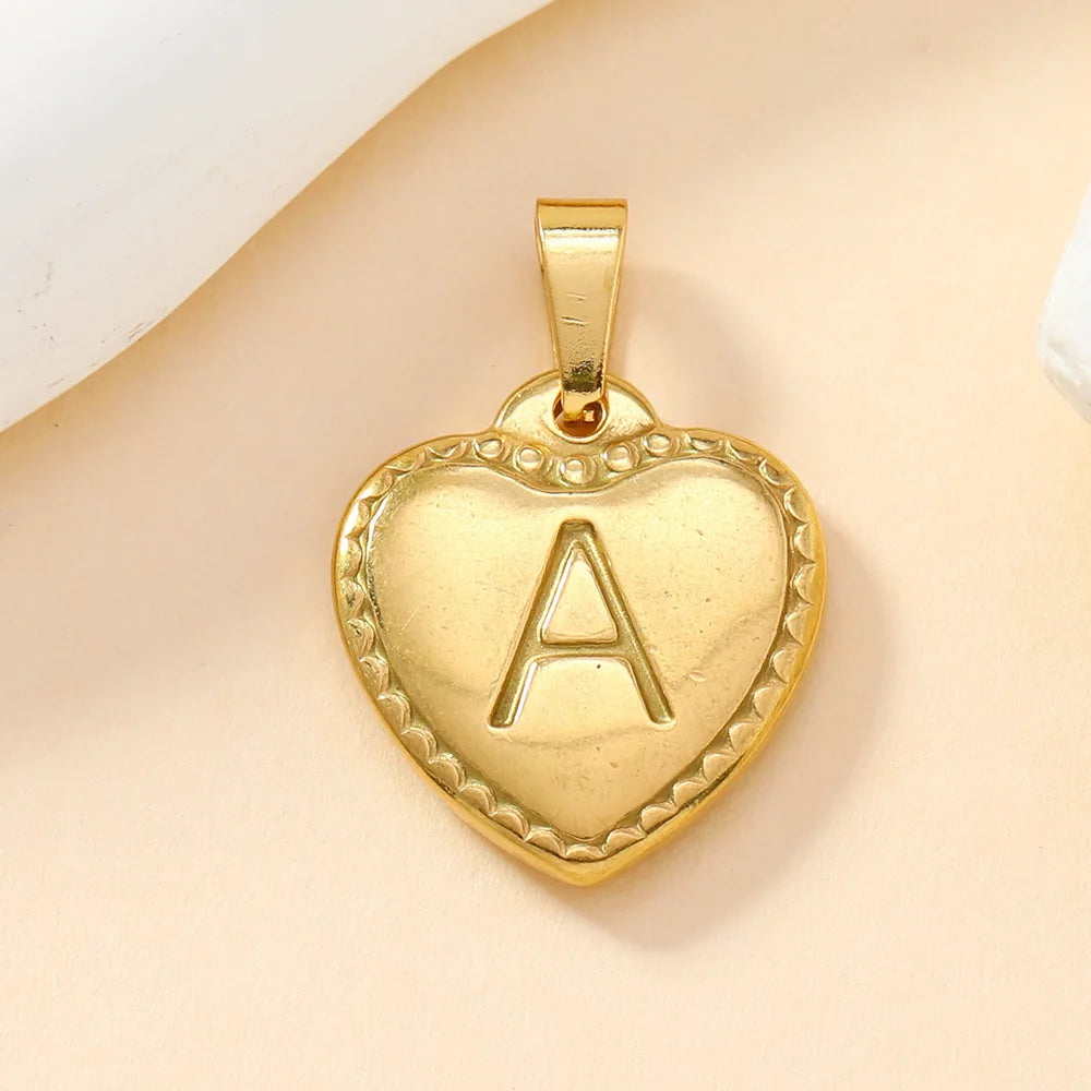 316L Stainless Steel Initial Necklace Letter Heart Pendant Chain For Women Name Jewelry Accessories