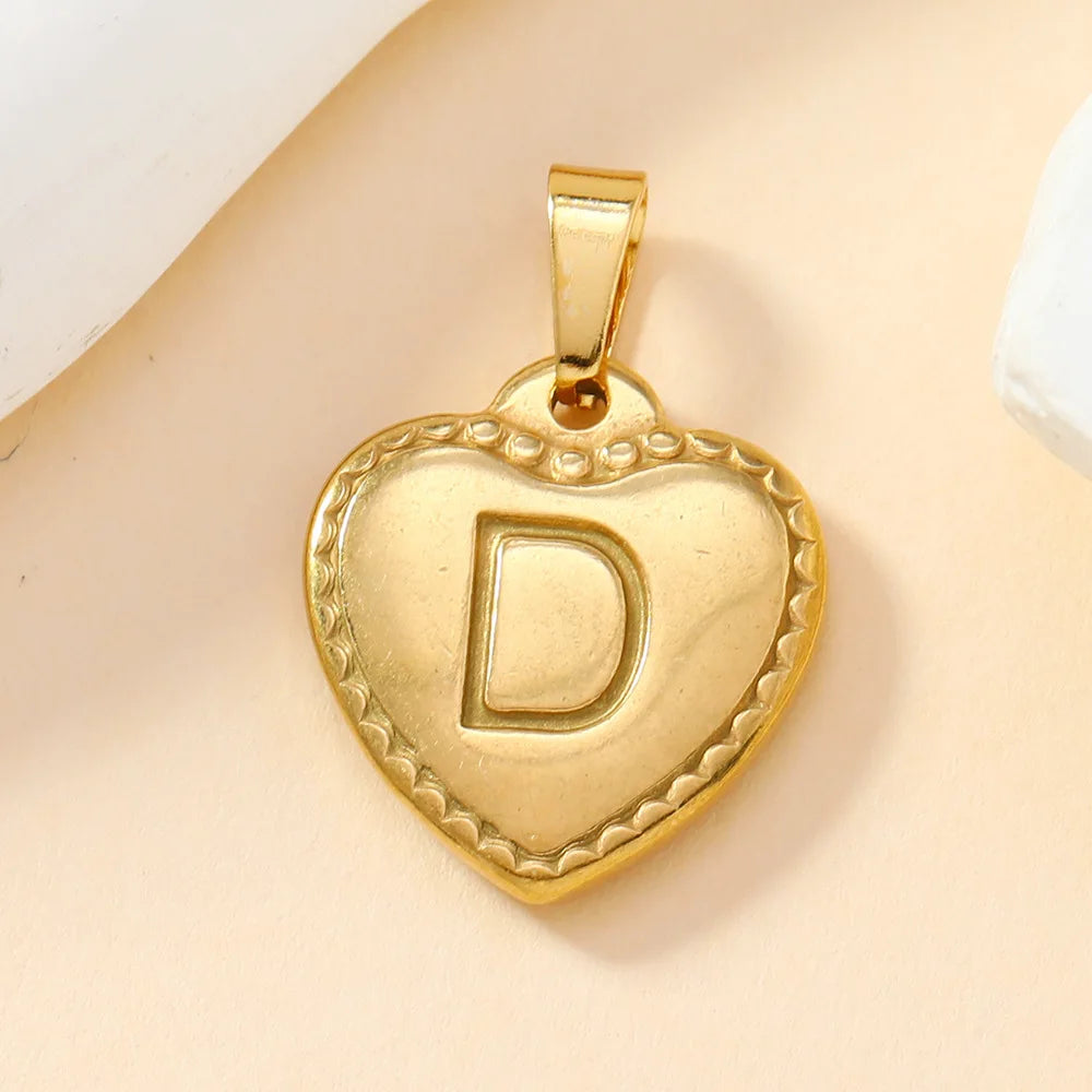316L Stainless Steel Initial Necklace Letter Heart Pendant Chain For Women Name Jewelry Accessories
