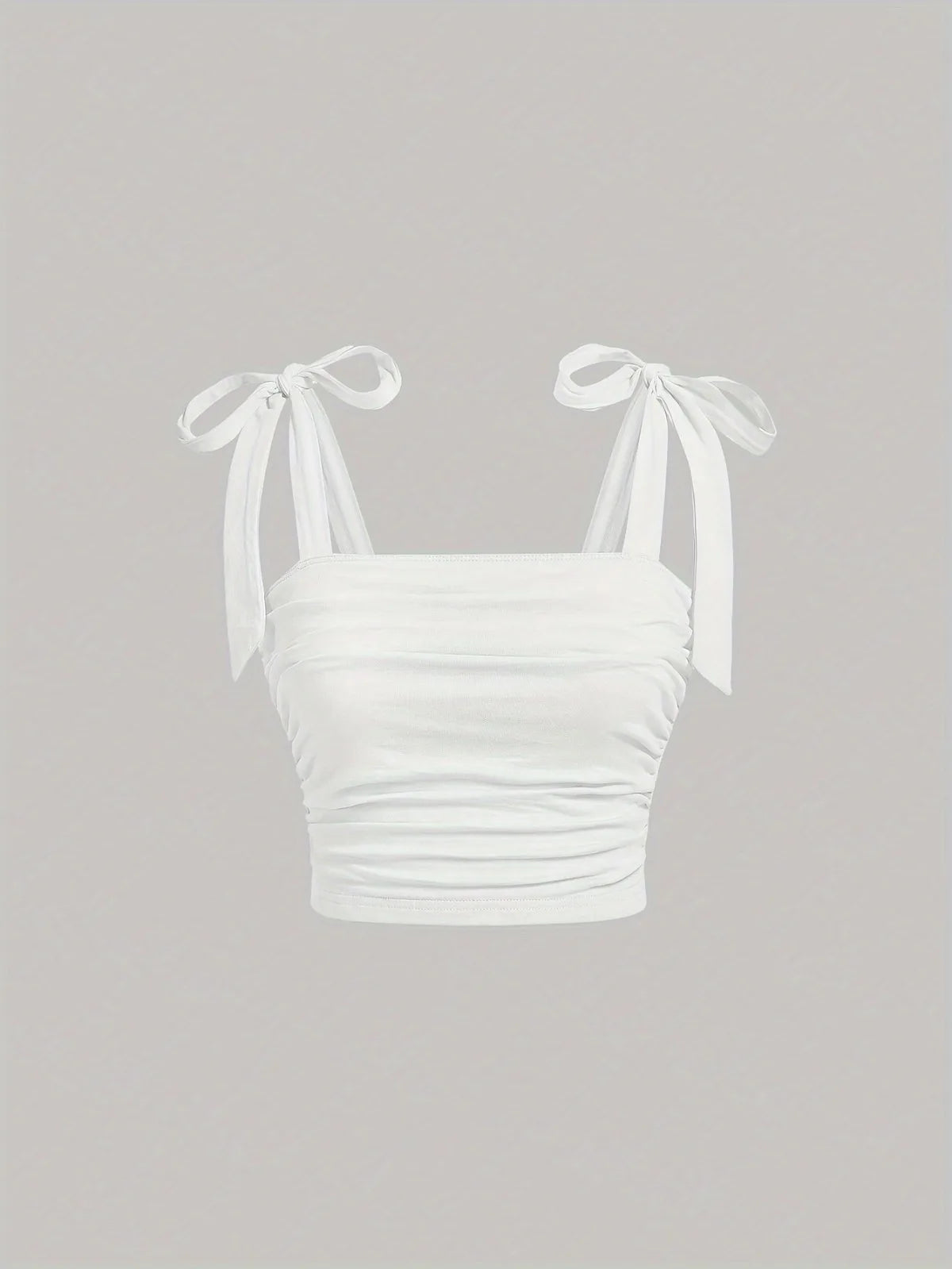 Solid Tie Shoulder Ruched Wide Strap Slim Fit Crop Top for Women Summer 2025 Y2K Clothes Pink Backless Cami Top Streetwear