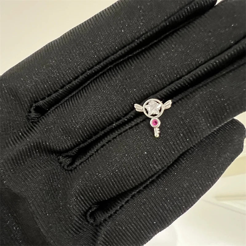 1PCS Cute Pink Zircon 316L Stainless Steel Ear Bone Nail New Fashion Y2K Punk Small Earring for Women Cochlea Jewelry Party Gift