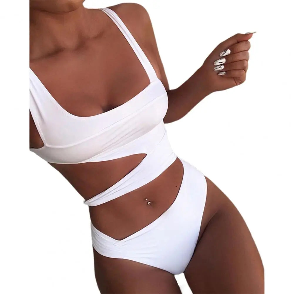 One Piece Women Swimsuit Sexy Stain Resistant Shoulder Strap Bikini Set Slim Fit Push Up Summer Beachwear For Holiday