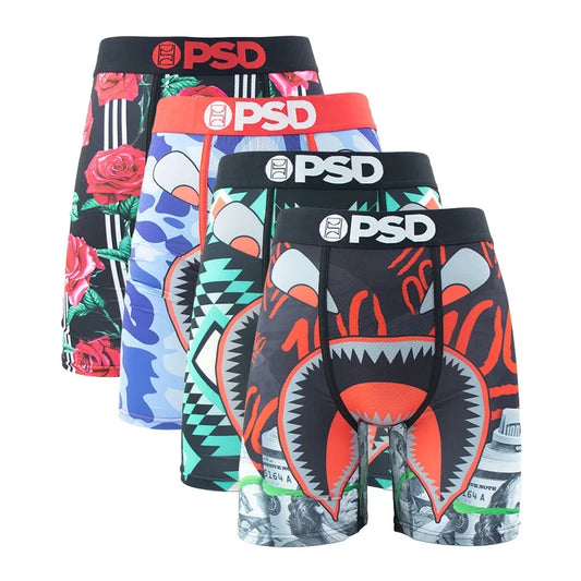 4Pcs Sexy Men Underwear Boxers Fashion Print Underpants Male Panties Lingerie Breathable Printed Summer Man Boxer Briefs Trunks