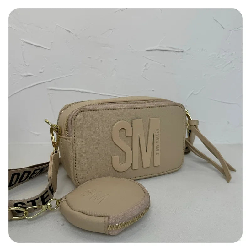 2024 Spring/Summer New Fashion Camera Bag with Wide Shoulder Strap, Lettering, Small Square Bag, Crossbody Bag