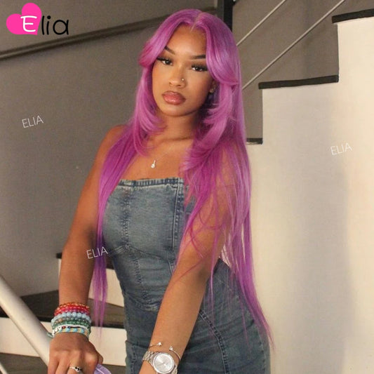 Pink Purple Wigs Human Hair New Arrival Wigs for Women Elia Hair 13x4 Lace Front Human Hair Wigs Preplucked 5x5 Lace Closure Wig