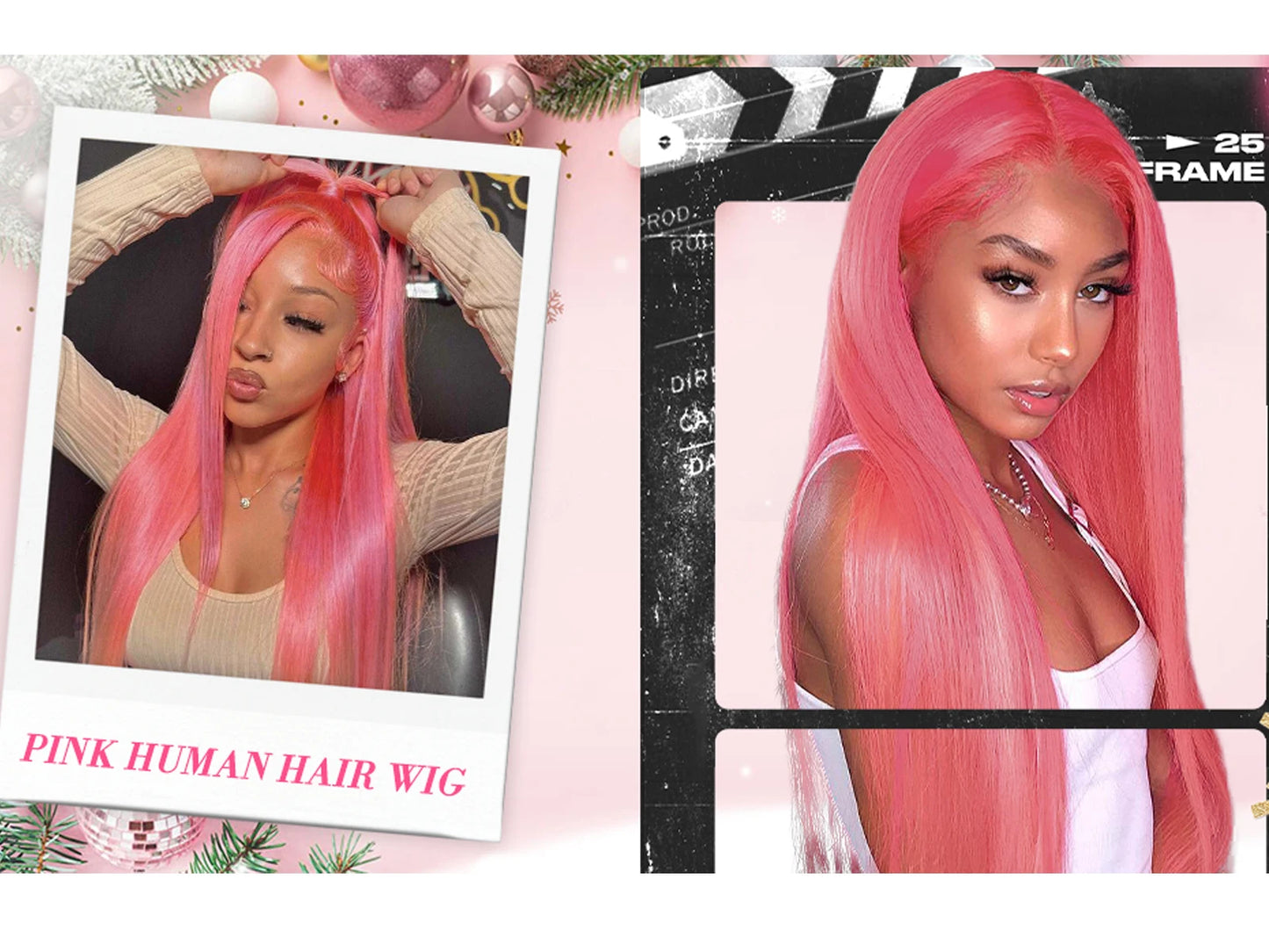 36 Inch Light Pink Human Hair Pre Plucked 13x4 HD Transparent Lace Front Wigs 100% Brazilian Straight Human Hair Wig For Women