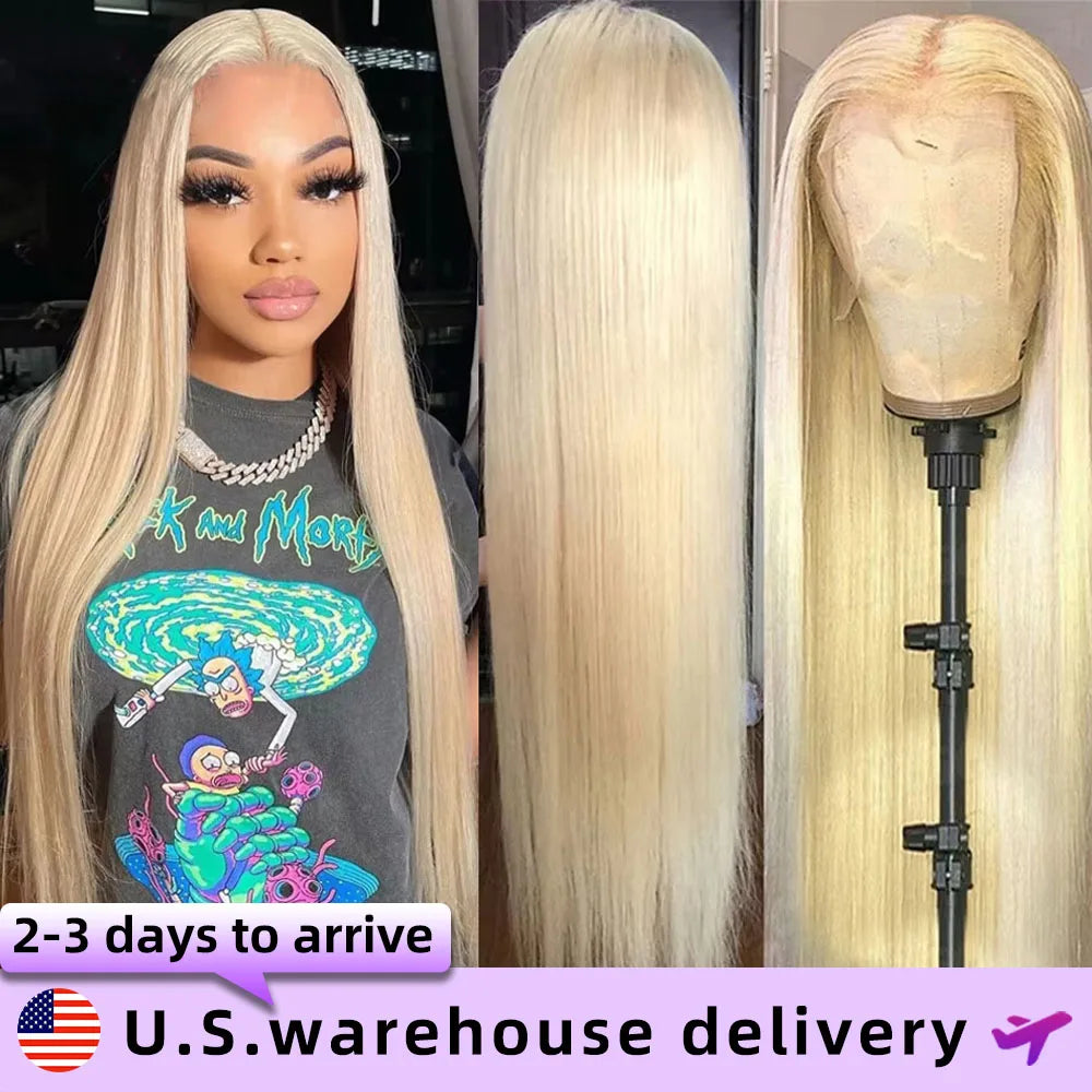 30 Inch 613 13x6 Lace Front Wig Human Hair 200 Density 613 Lace Front Wig Human Hair Straight Blonde Wig Human Hair Pre Plucked