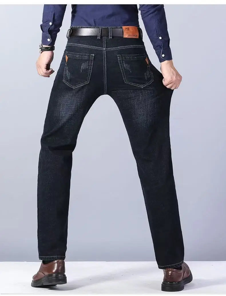 2025 Spring/Summer New Men's Jeans Micro Elastic Loose Straight Tube Business Casual Men's Pants Boutique Denim Series
