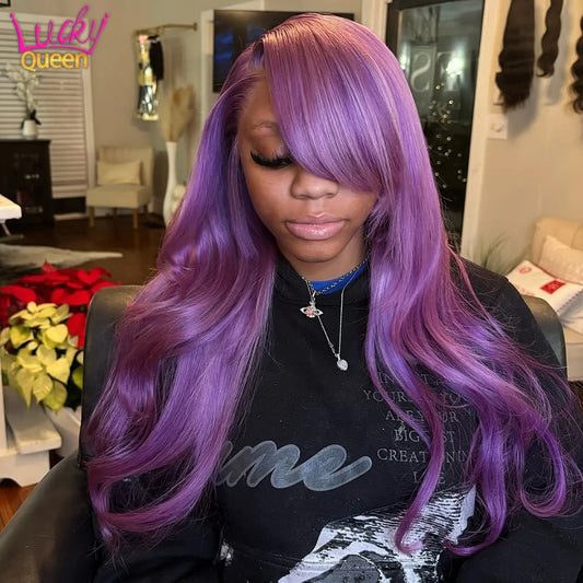 Taro Purple Body Wave Brazilian Hair Lace Front 13X4 180 Density 13X6 Pre Plucked Transparent Lace 5X5 Human Hair Wigs For Women