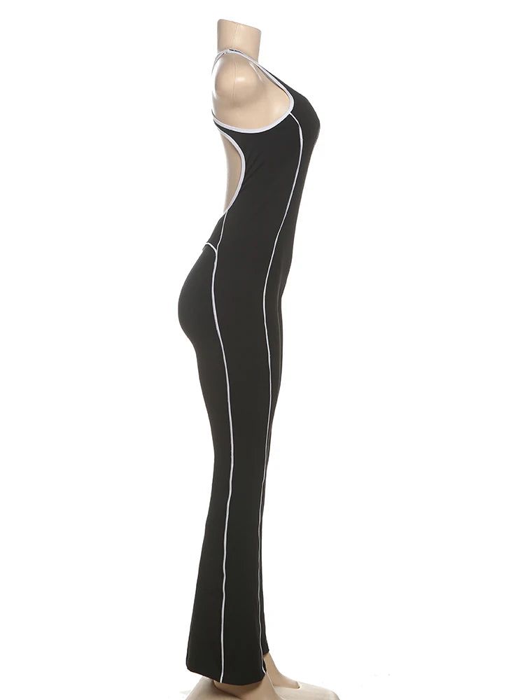 Weird Puss Sporty, lady's Jumpsuits Fitness Casual Summer O-neck Sleeveless Skinny Overalls Active Workou Overall