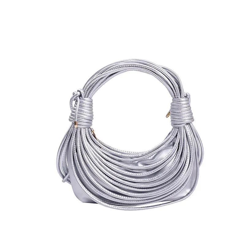 2025 Trendy! Women's Multicolored Woven Knot Handbag - Stylish Crossbody/Top Handle Bag | High-End Texture for Streetwear