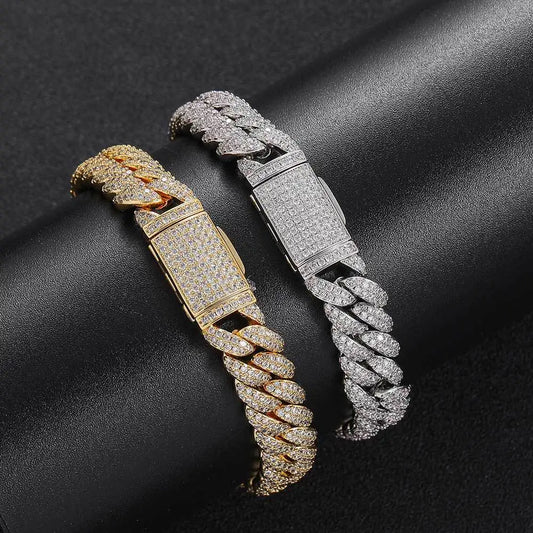 Rapper Chain Hip Hop Accessories Male 10mm Double Row Zircon Bubble Cuban Personality Men