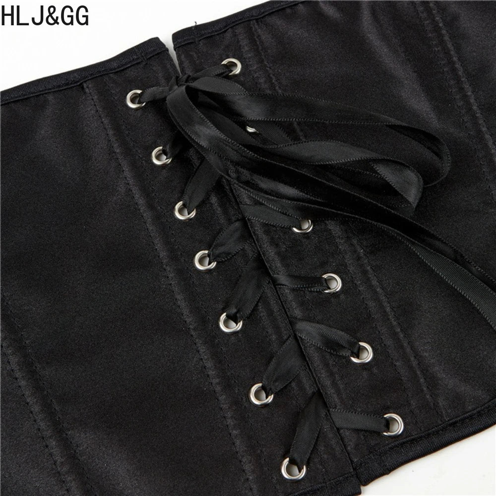 HLJ&GG Black Sexy Bandage Corse Two Piece Sets Women Sleeveless Backless Slim Top And Leopard Shorts Outfits Fashion Streetwear