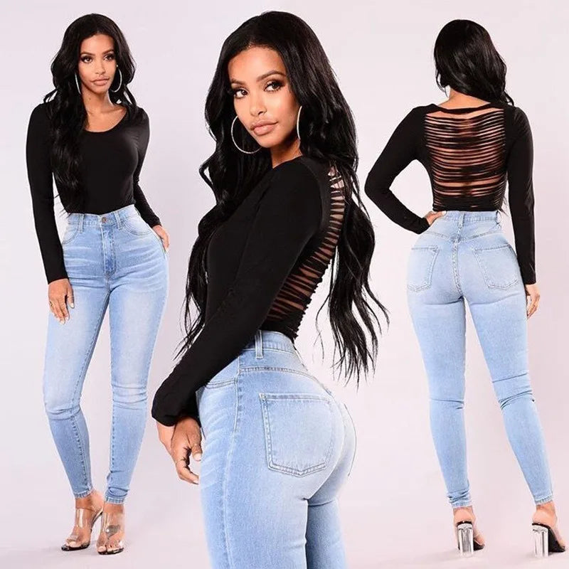 Sexy Jeans Women Skinny Pants High Waist Stretch Lady Jeans Push Up Leggings Slim Pockets Button Pencil Jeans Women Pants