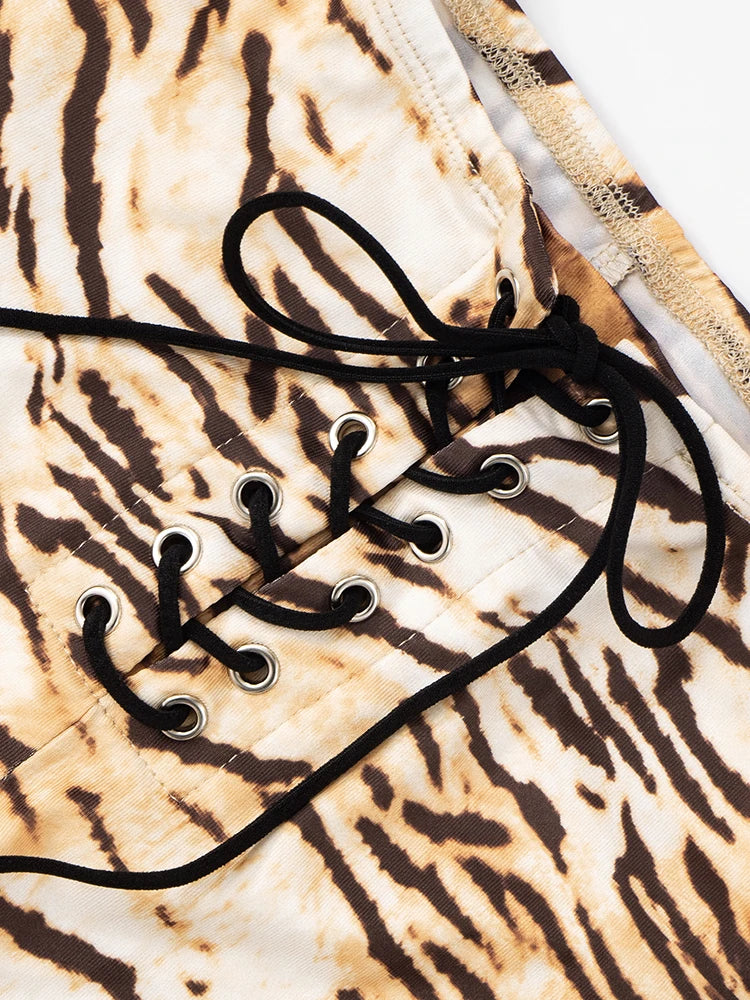 Weird Puss Tiger Stripes Fashion Mini Shorts Women Sexy Bandage Skinny Peach Hip Bottoms Hottie Midnight Hipster Party Outfits