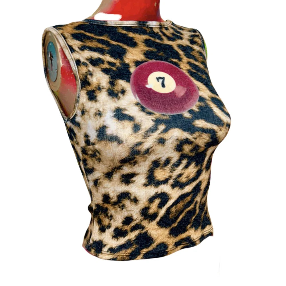 HLJ&GG Sexy Hollow Out Leopard Printing Two Piece Sets Women Halter Bandage Crop Top And Skinny Pants Outfits Fashion Streetwear