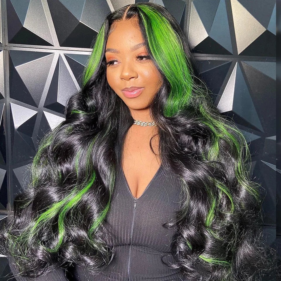 30 40 Inch Green Body Wave Human Hair Lace Front Wigs 13x4 13X6 HD Lace Frontal Wig Brazilian Colored Highlight Wig Human Hair