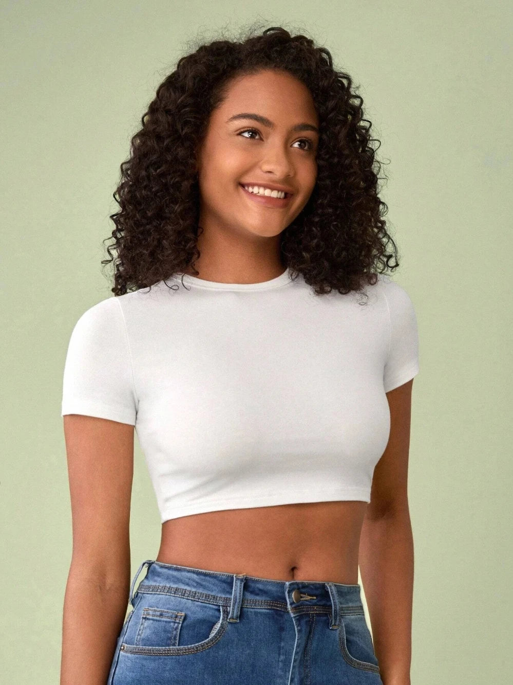 Tight Tops Sexy Crop T-Shirt Summer Woman Short Sleeves Breathable Stretch Soft Females Tee Clothing Highlighting A Good Figure