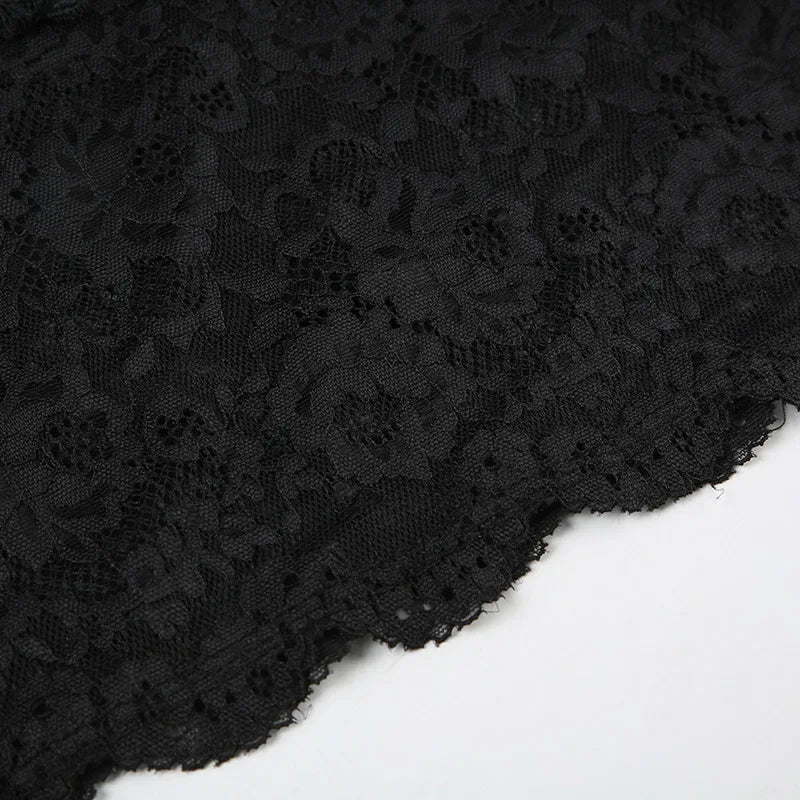 Weird Puss Y2K Party Lace Patchwork Dress Women Sexy 2025 Summer Trend Sleeveless Low-Neck Stretch Midnight Clubwear Bodycon
