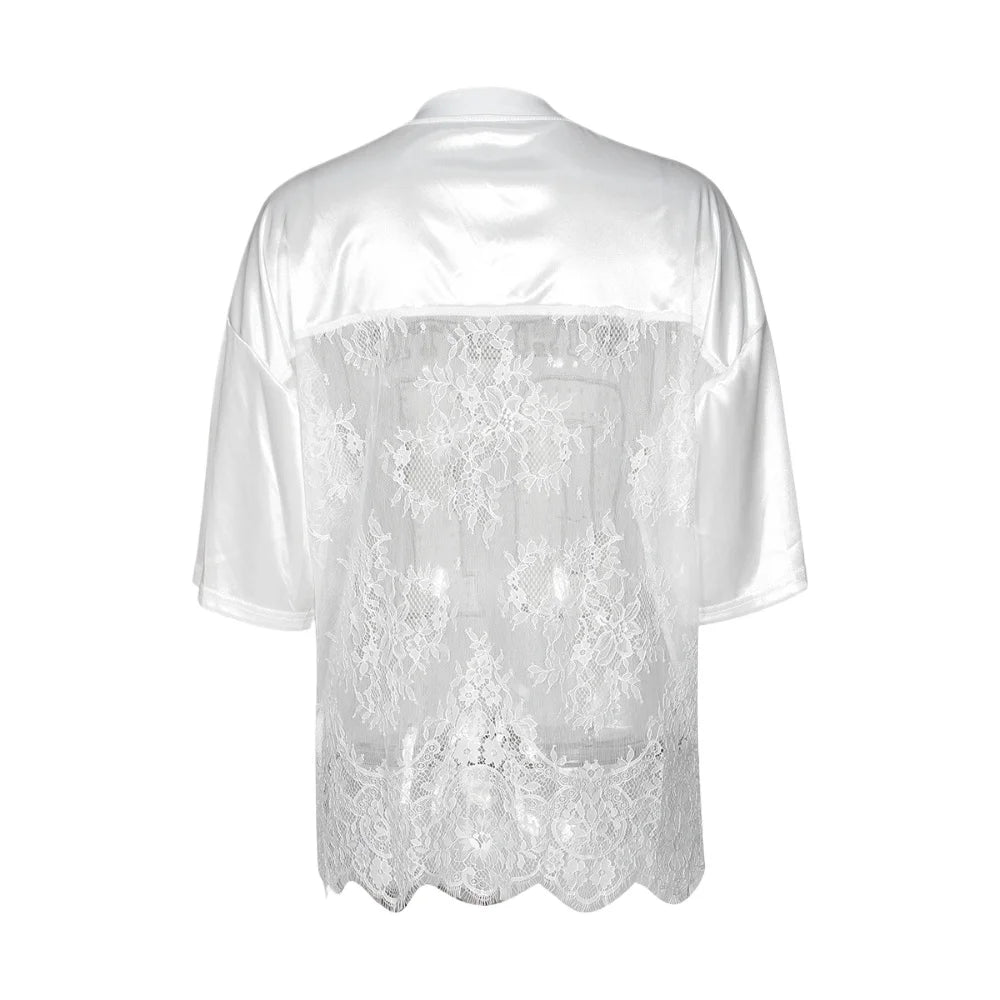 HLJ&GG Y2K Fashion Lace Splicing Letter Two Piece Sets Women V Neck Short Sleeve Loose Top+Mini Ruffle Skirts Outfits Streetwear