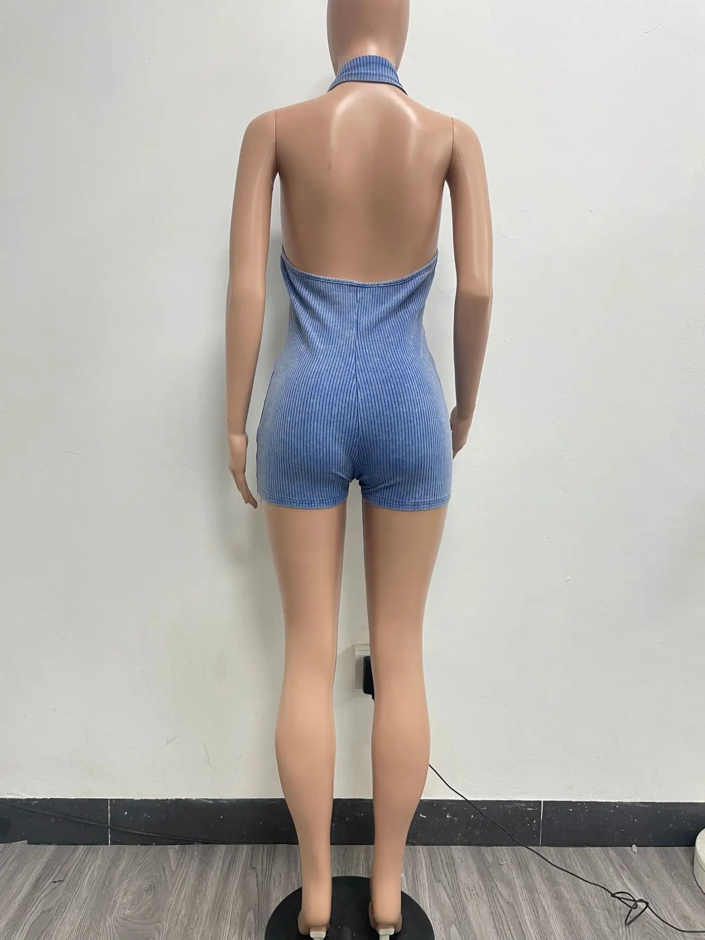 HLJ&GG Sexy Ribber Deep V Bodycon One Piece Rompers Women Sleeveless Backless Slim Jumpsuits Fashion Solid Color Overalls 2025