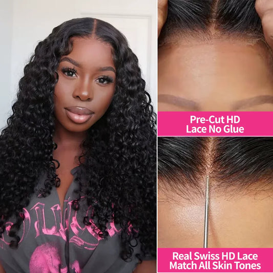 Water Wave Glueless Wig Human Hair Curly 13x6 HD Frontal Wig 250% Deep Wave Lace Front Wigs Wear Go 7x5 HD Lace Closure Wig Sale