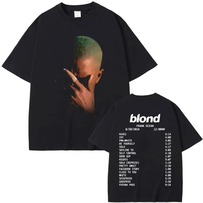 Rapper Frank Fashion Vintage Graphic T-shirts Men Women Ocean Hip Hop Trend T Shirts Blond T-shirt Man Tshirt