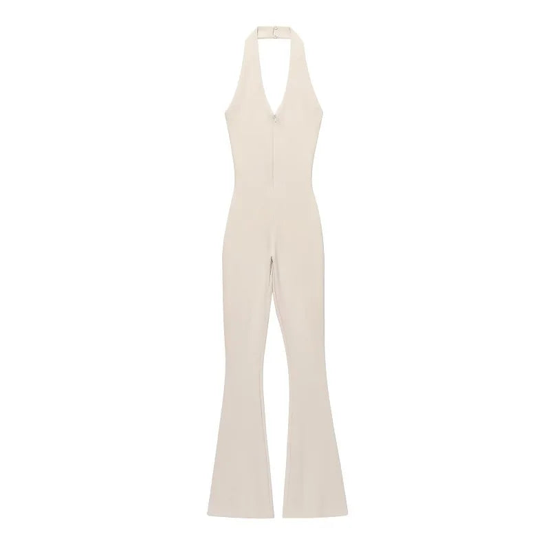 MUJER 2025 Long Jumpsuit Flared Fitness Jumpsuits for ladies Black Summer Jumpsuit Sexy Sleeveless Backless Overalls