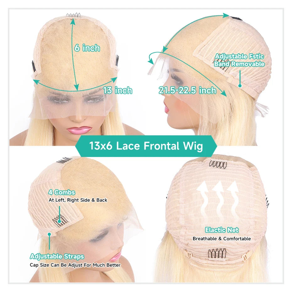 Cyan Blue Body Wave Human Hair Wigs Vietnamese Raw Hair 13x6 HD Lace Frontal Wig Blonde 613 Lace Front Human Hair Wigs For Women