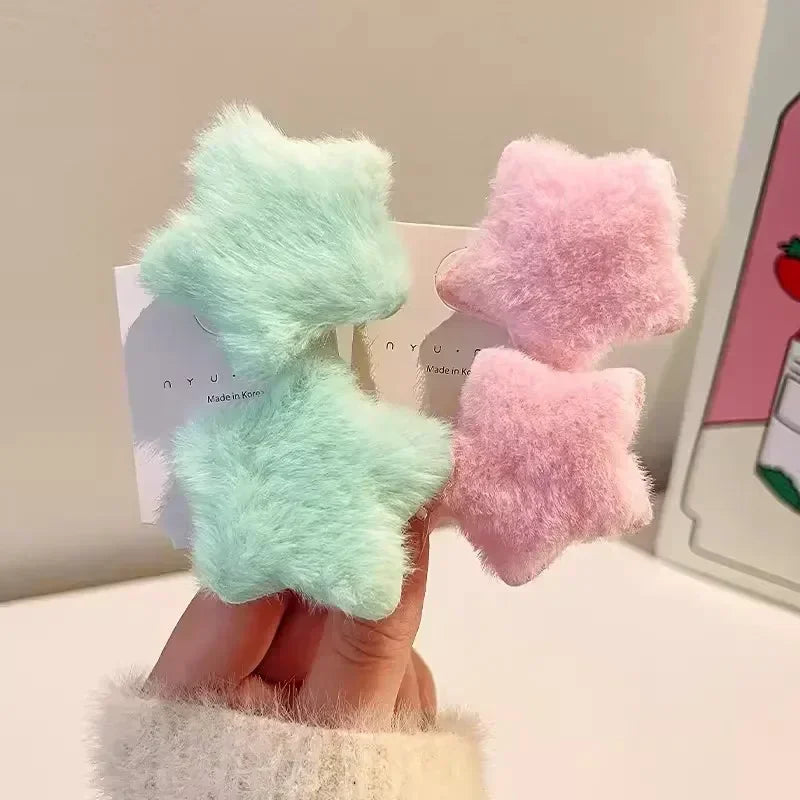 1/12pcs Plush Star Y2K Star Mini Star Hairpin Sweet Child Handmade Cute BB Pins Hairpin Headwear Hair Accessories Women Girls